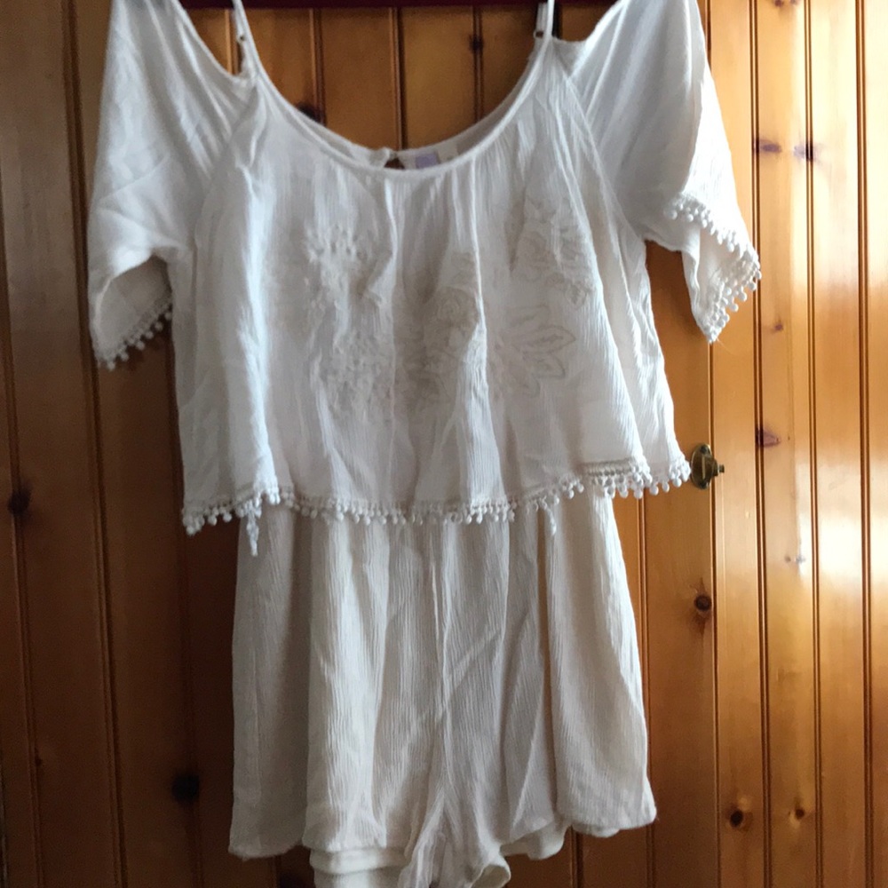Cream off the shoulder romper